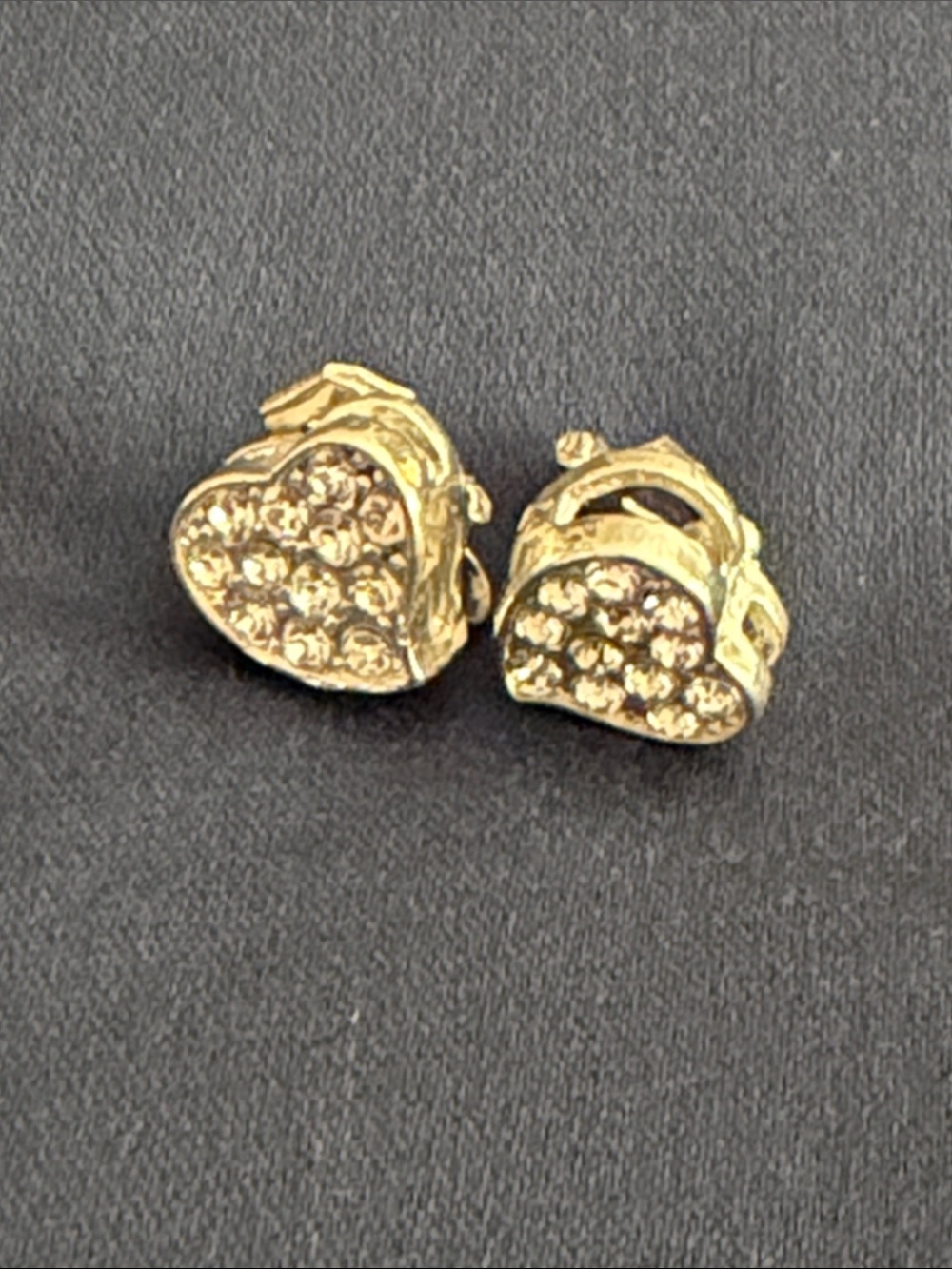 Vintage Gold Heart Crystal Clip-On Earrings - Women's Jewelry